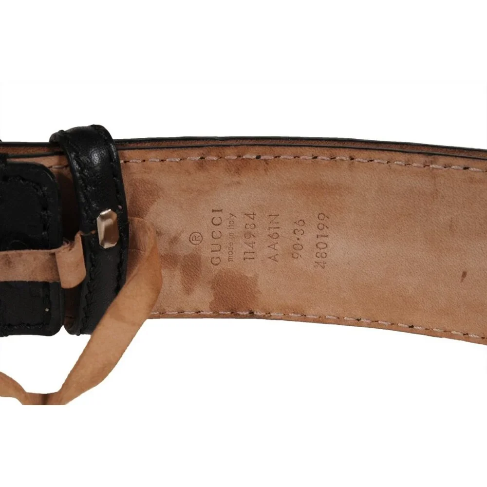 Gucci Mens Interlocking GG Supreme Buckle Belt Sizze 90 36 Black Leather - Picture 6 of 12